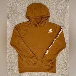 EUC Girls' Logo Graphic Print Hoodie; sz Med. (Brown/Pink)